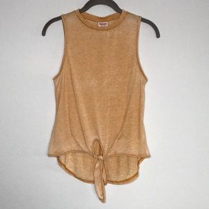 Mustard Tie Waist Tank Top